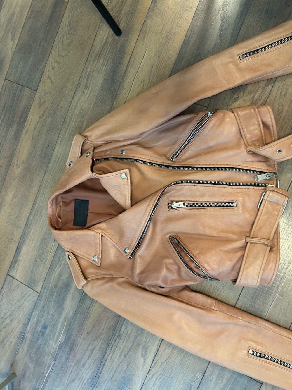 All saints pink leather jacket size 4